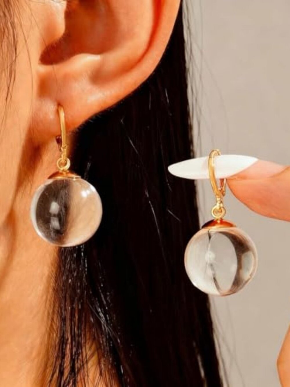 Teardrop Drop Earrings for Women Resin Gold Accent Clear Acrylic Drop Earrings